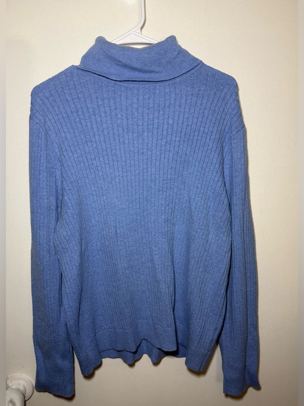 Talbots Blue Rib Knit Cowl Neck Cotton Pullover Sweater Long Sleeve Size XL
